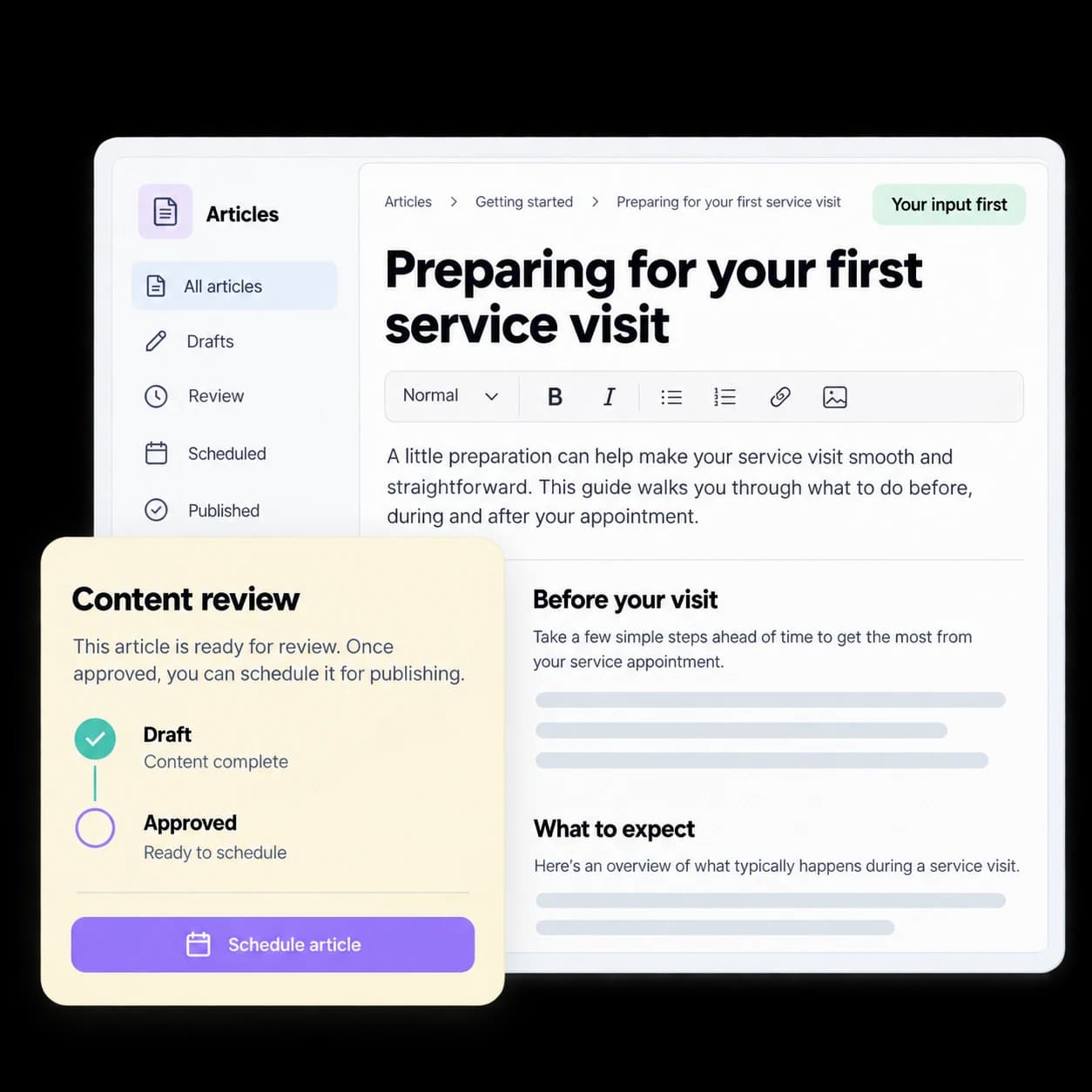 Illustrative content publishing workflow