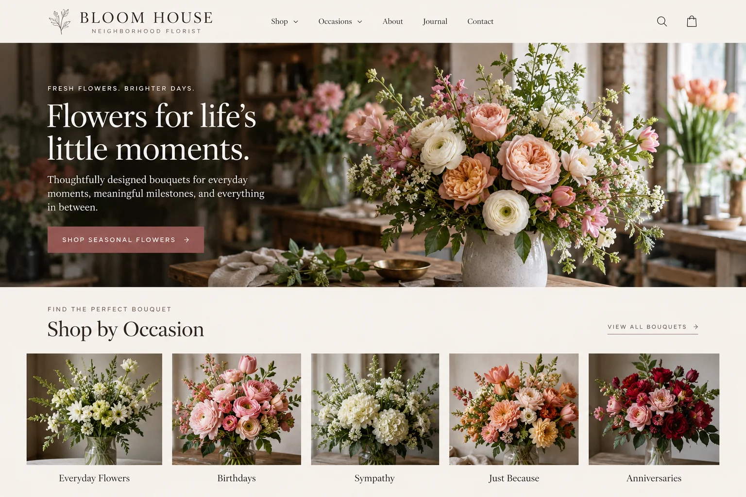 Fictional florists & local retail website design concept